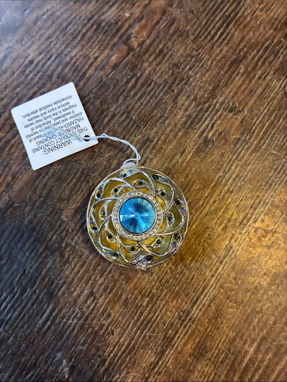 Blue and Gold Floral Crystal Trinket Box